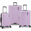 imageTravelers Choice Archer Polycarbonate Hardside Spinner Luggage Set Tie Down Straps Black Checked 29InchLight Purple