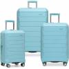imageTravelers Choice Pagosa Indestructible Hardshell Expandable Spinner Luggage Black 22Inch CarryonBaby Blue