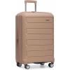 imageTravelers Choice Pagosa Indestructible Hardshell Expandable Spinner Luggage Black 22Inch CarryonLatte Beige