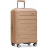 imageTravelers Choice Pagosa Indestructible Hardshell Expandable Spinner Luggage Black 22Inch CarryonLatte Beige