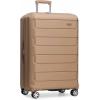 imageTravelers Choice Pagosa Indestructible Hardshell Expandable Spinner Luggage Black 22Inch CarryonLatte Beige