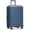 imageTravelers Choice Pagosa Indestructible Hardshell Expandable Spinner Luggage Black 22Inch CarryonSlate Blue