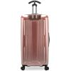 imageTravelers Choice Ultimax II 26quot Medium Trunk Spinner Luggage Tie Down Straps Matte Navy Checked InchRose Pink