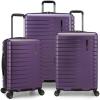 imageTravelers Choice Archer Polycarbonate Hardside Spinner Luggage Set Tie Down Straps Black Checked 29InchDark Purple