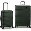 imageTravelers Choice Archer Polycarbonate Hardside Spinner Luggage Set Tie Down Straps Black Checked 29InchGreen