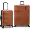 imageTravelers Choice Archer Polycarbonate Hardside Spinner Luggage Set Tie Down Straps Black Checked 29InchOrange