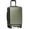 imageTravelers Choice Mykel Front Pocket Polycarbonate Hardside Suitcase with Sleeve and Ergonomic Handle Black CarryOn 22InchGreen