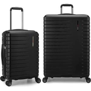 imageTravelers Choice Archer Polycarbonate Hardside Spinner Luggage Set Tie Down Straps Black Checked 29InchBlack