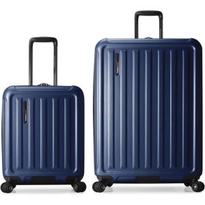 imageTravelers Choice Art of Travel 2PC Hardside Expandable Luggage Set with Spinner Wheels Green LargeNavy