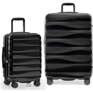imageTravelers Choice Edinburgh II Hardside Spinner Luggage with TSA Lock Red 3 Piece 212529Black