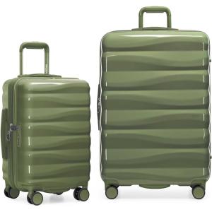 imageTravelers Choice Edinburgh II Hardside Spinner Luggage with TSA Lock Red 3 Piece 212529Green