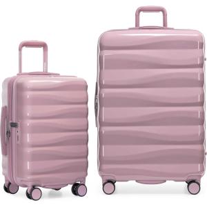 imageTravelers Choice Edinburgh II Hardside Spinner Luggage with TSA Lock Red 3 Piece 212529Pink