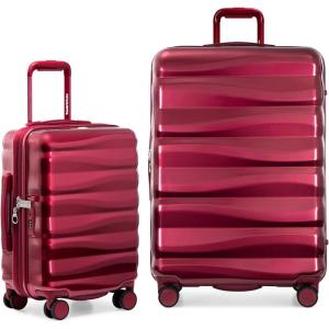 imageTravelers Choice Edinburgh II Hardside Spinner Luggage with TSA Lock Red 3 Piece 212529Red