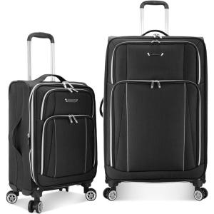 imageTravelers Choice Lares Softside Expandable Luggage with Spinner Wheels Navy 2 Piece Luggage SetBlack