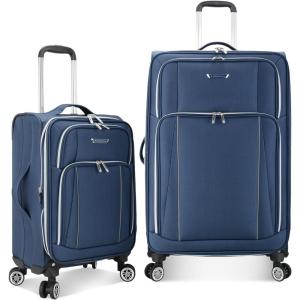 imageTravelers Choice Lares Softside Expandable Luggage with Spinner Wheels Navy 2 Piece Luggage SetNavy