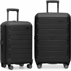 imageTravelers Choice Pagosa Indestructible Hardshell Expandable Spinner Luggage Black 22Inch CarryonBlack
