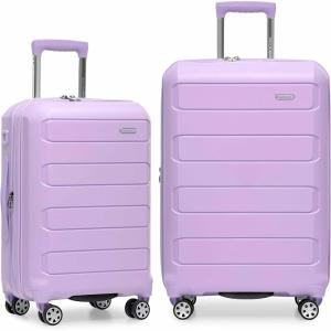 imageTravelers Choice Pagosa Indestructible Hardshell Expandable Spinner Luggage Black 22Inch CarryonLavender