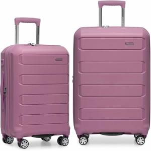imageTravelers Choice Pagosa Indestructible Hardshell Expandable Spinner Luggage Black 22Inch CarryonMauve