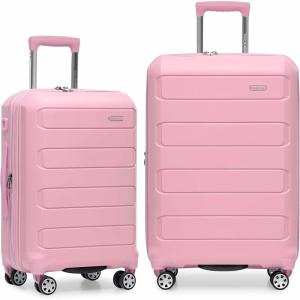 imageTravelers Choice Pagosa Indestructible Hardshell Expandable Spinner Luggage Black 22Inch CarryonPink