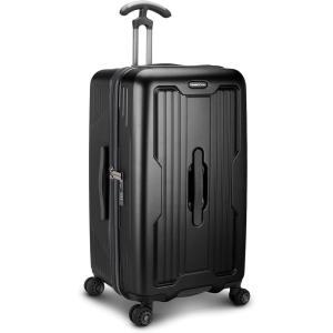 imageTravelers Choice Ultimax II 26quot Medium Trunk Spinner Luggage Tie Down Straps Matte Navy Checked InchMatte Black