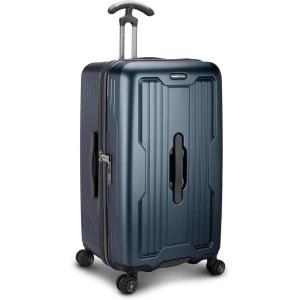 imageTravelers Choice Ultimax II 26quot Medium Trunk Spinner Luggage Tie Down Straps Matte Navy Checked InchMatte Navy