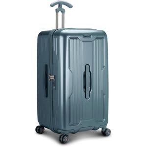 imageTravelers Choice Ultimax II 26quot Medium Trunk Spinner Luggage Tie Down Straps Matte Navy Checked InchTeal