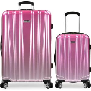 imageTravelers Choice Womens Ruma II Expandable Luggage with Spinner Wheels Ombre Pink 30quot LargeOmbre Pink