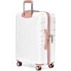 imageTravelers Choice Phenom 3PC Polycarbonate Spinner Luggage Set TSA Lock White ampamp PinkWhite  Pink