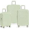 imageTravelers Choice Phenom 3PC Polycarbonate Spinner Luggage Set TSA Lock White ampamp PinkMint