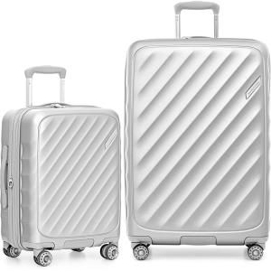 imageTravelers Choice Elm 2PC Hardside Spinner Luggage Set  Matte NavyMatte Silver