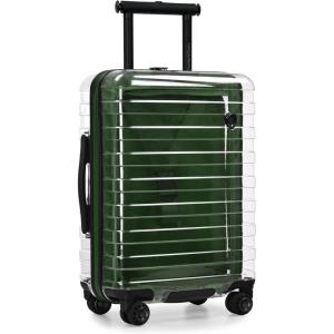 imageTravelers Choice Transparent Hardside Spinner Luggage Translucent CarryOn 22InchGreen