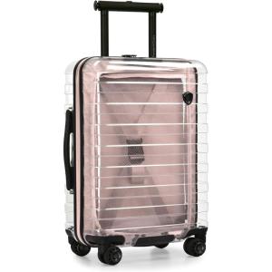 imageTravelers Choice Transparent Hardside Spinner Luggage Translucent CarryOn 22InchPink