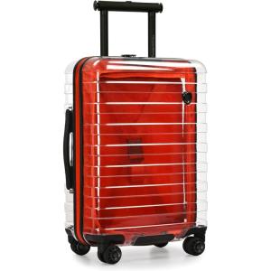 imageTravelers Choice Transparent Hardside Spinner Luggage Translucent CarryOn 22InchRed