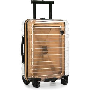 imageTravelers Choice Transparent Hardside Spinner Luggage Translucent CarryOn 22InchTan