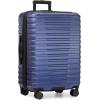 imageUS Traveler Boren Polycarbonate Hardside Rugged Travel Suitcase Luggage with 8 Spinner Wheels Aluminum Handle Mint CheckedMedium 26InchNavy