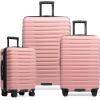 imageUS Traveler Boren Polycarbonate Hardside Rugged Travel Suitcase Luggage with 8 Spinner Wheels Aluminum Handle Mint CheckedMedium 26InchPink