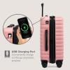 imageUS Traveler Boren Polycarbonate Hardside Rugged Travel Suitcase Luggage with 8 Spinner Wheels Aluminum Handle Mint CheckedMedium 26InchPink