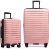 imageUS Traveler Boren Polycarbonate Hardside Rugged Travel Suitcase Luggage with 8 Spinner Wheels Aluminum Handle Mint CheckedMedium 26InchPink