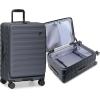 imageTravelers Choice Novia Top Opening Expandable Polycarbonate Luggage with Spinner Wheels Autumn Leaves 25Inch MediumSlate Blue