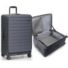imageTravelers Choice Novia Top Opening Expandable Polycarbonate Luggage with Spinner Wheels Autumn Leaves 25Inch MediumSlate Blue