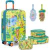 imageTravelers Choice Kids  JoJo the Bears Adventure Travel Set  20Inch Carry on Hardside Suitcase with Wheels 3 Packing Cubes 2 Luggage Tags JungleJungle
