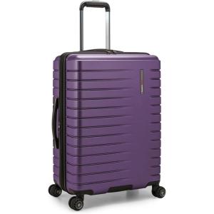 imageTravelers Choice Archer Polycarbonate Hardside Spinner Luggage Tie Down Straps Purple Checked 25InchDark Purple