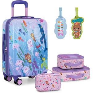 imageTravelers Choice Kids  JoJo the Bears Adventure Travel Set  20Inch Carry on Hardside Suitcase with Wheels 3 Packing Cubes 2 Luggage Tags JungleUnder the Sea