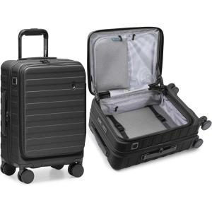 imageTravelers Choice Novia Top Opening Expandable Polycarbonate Luggage with Spinner Wheels Autumn Leaves 25Inch MediumBlack