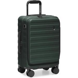 imageTravelers Choice Novia Top Opening Expandable Polycarbonate Luggage with Spinner Wheels Autumn Leaves 25Inch MediumGreen