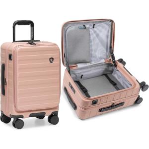 imageTravelers Choice Novia Top Opening Expandable Polycarbonate Luggage with Spinner Wheels Autumn Leaves 25Inch MediumPink