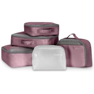 imageTravelers Choice Cloverland Packing Cubes 5Piece Set Light BeigeMauve