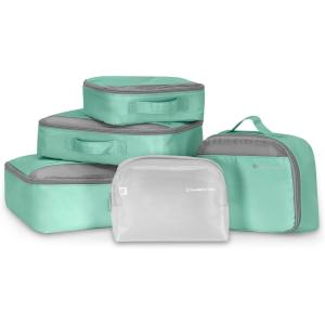 imageTravelers Choice Cloverland Packing Cubes 5Piece Set Light BeigeMint