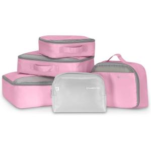 imageTravelers Choice Cloverland Packing Cubes 5Piece Set Light BeigePink