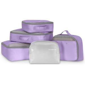 imageTravelers Choice Cloverland Packing Cubes 5Piece Set Light BeigePurple